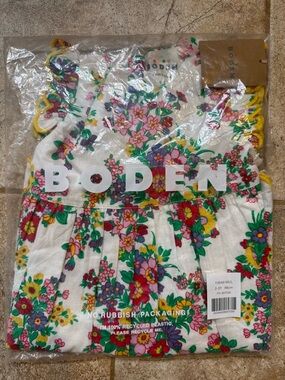 Boden Multi Floral Woven Frill Dress